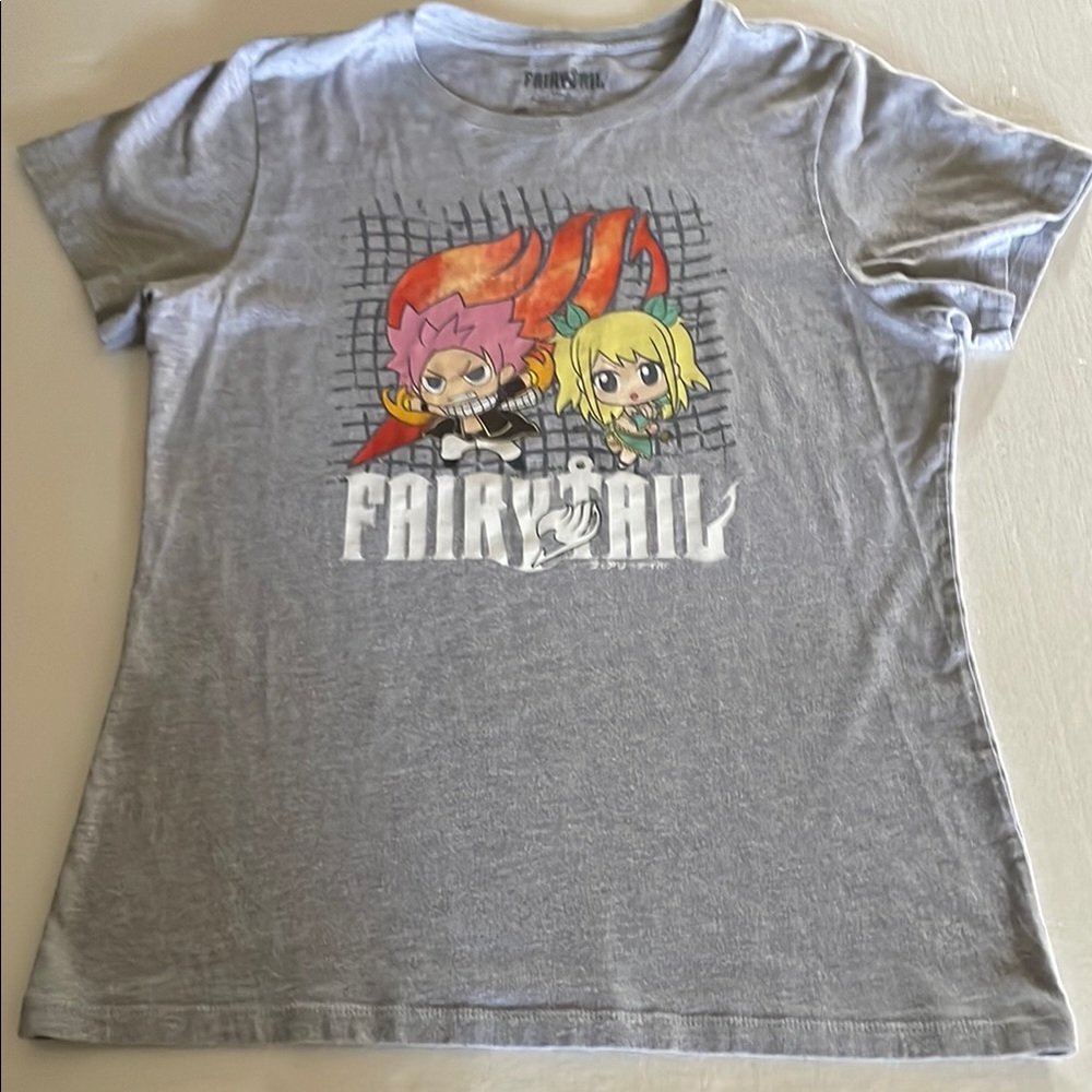Fairy Tail Anime Funimation Kodansha Crew T-Shirt Gray Hiro Mashima Natsu Lucy